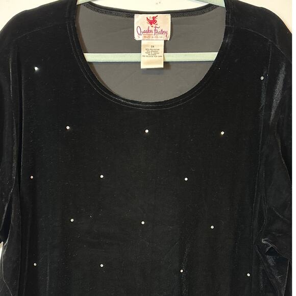 Quacker Factory Women's Velvet Rhinestone Blouse Top Black Size 3X Office Casual - Picture 3 of 9